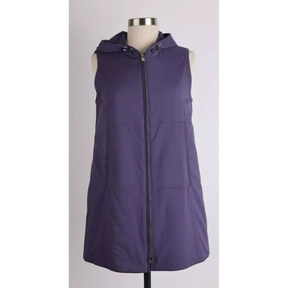 NWT Loro Piana Storm System Long Gilet Cody Vest w/ Hood SZ 38 Purple $3250